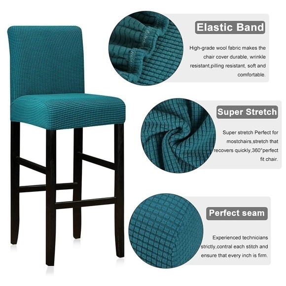 ⭐️LELLEN Reusable Pub Counter Stool Chair Covers Set of 2 (PeacockBlue)⭐️ - Picture 4 of 7